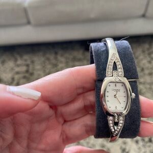 Bulova Silver-Tone Ladies Crystal Accent Bracelet Watch